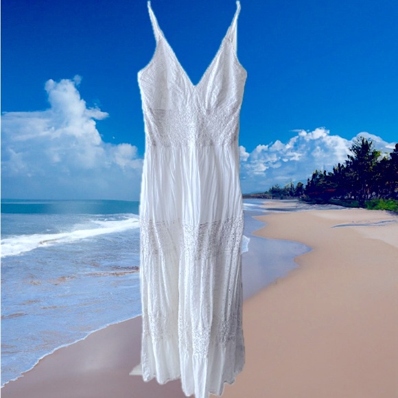 Magic Dresses & Skirts - Magic White Maxi Dress with Lace Details
